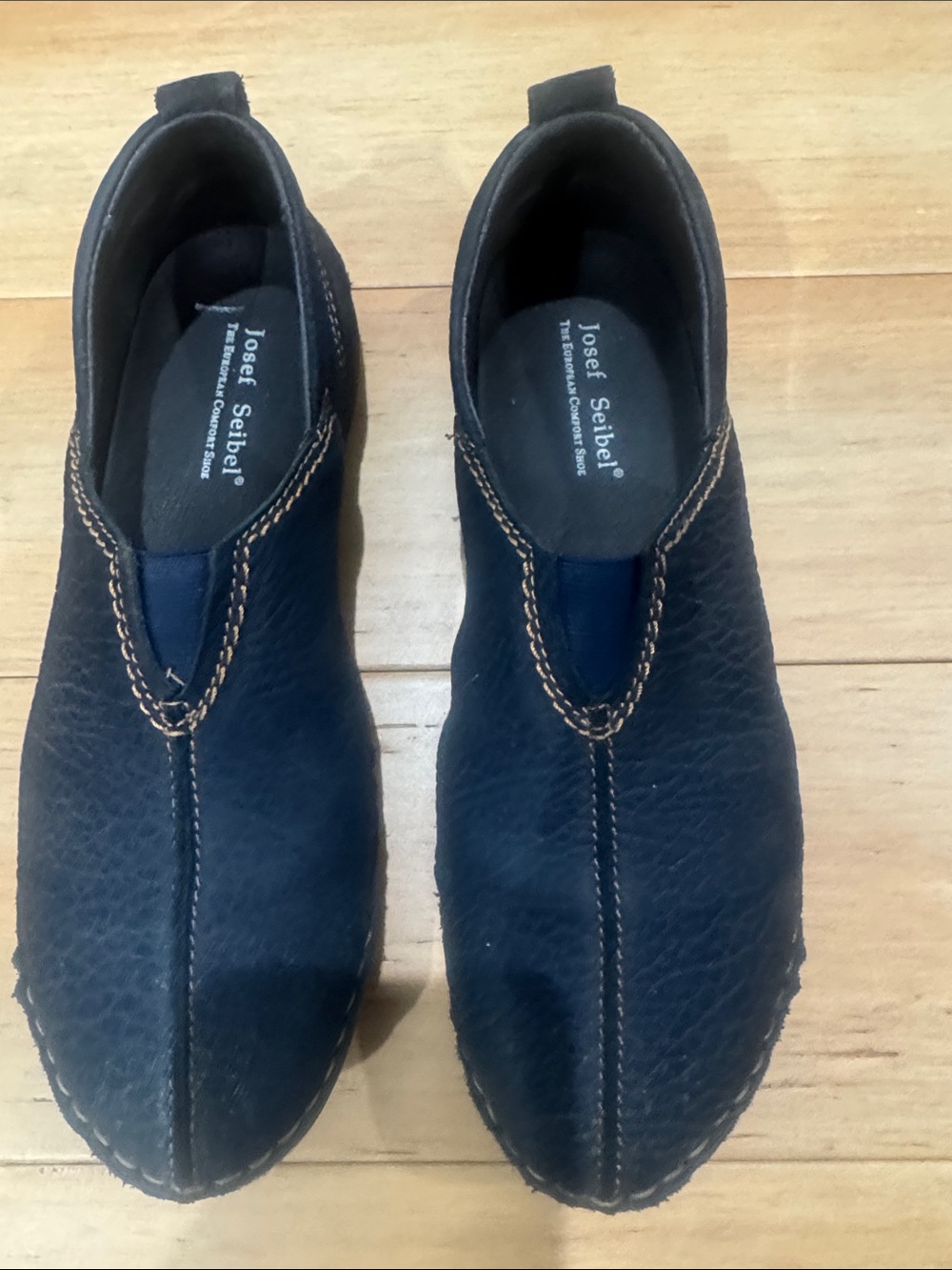 Josef Seibel Navy Leather Slip-On Loafers for Women